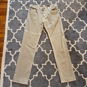 $269 AG Adriano Goldschmeid micro-fiber corduroy cotton blend tan pants 33 x 32